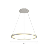 White Minimalist LED Chandelier - Circular Kitchen Pendant Lamp (16"/19.5"/31.5" Width) - This product is a circular, minimalist LED chandelier in white. It is available in three different widths: 16", 19.5", and 31.5". The lamp includes a